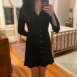 Button-down polka-dot mini dress